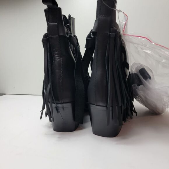 NWT Rebel Wilson 3-in-1 Leather Fringe Moto Ankle Boots 6W - Picture 9 of 12